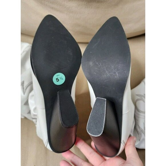 Size 5.5 Dolls Kill Pure Love Bandit Cowgirl Boots White Embroidered Iridescent - Picture 8 of 12